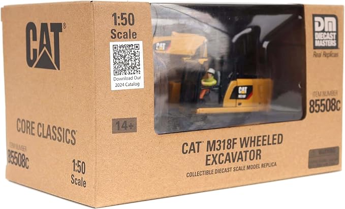 1:50 Scale Cat M318F Wheeled Excavator | Core Classics Series Cat Trucks & Construction Equipment | 1:50 Scale Model Diecast Collectible Model 85508C