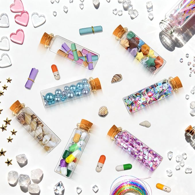 100Pcs 15ml Mini Glass Bottles with Cork Stoppers - Small Clear Vials for DIY Crafts, Wedding Favors, Halloween Decor, Wishing Spell Jars, Includes Funnel-(22 * 70 mm)