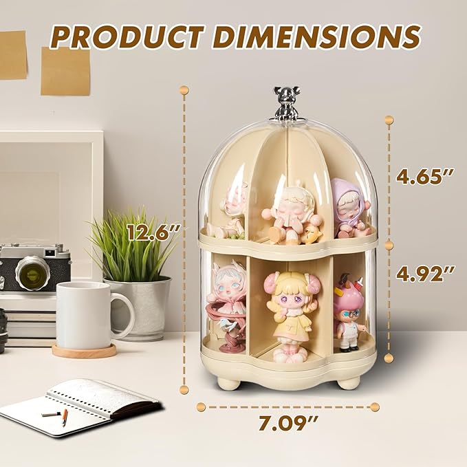 2 Layer Dolls Display Case Figure Toys Storage Box Transparent Blind Box Organizer Stand Dustproof Protection Showcase for Action Figures/Toys/Collectibles (2 Layer)
