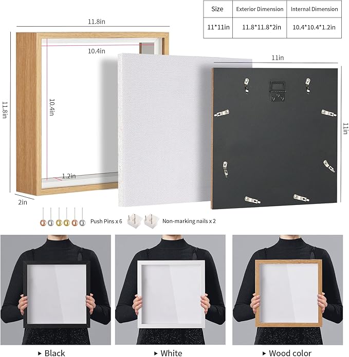 11x11 Shadow Box Picture Frame Display Case with Soft Linen Back-Thickened Panel,Large Brown Deep Shadow Box Frame 11x11 for Graduation Flower Medal Pet Photo Craft Memorial Gift