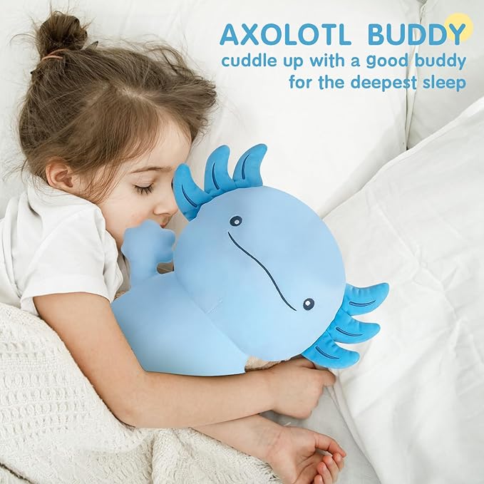36 inch Cute Giant Blue Axolotl Plush Soft Body Pillow, Large Axolotl Stuffed Animals Toy, Squishy Plushies Gifts for Kids Boys Girls Birthday