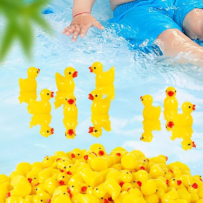 1000Pcs Mini Resin Ducks Bulk Tiny Duck Figurine for Fairy Garden Landscape Aquarium Potted Plant Decoration Prank Game DIY Ornament Party to Hide, Miniature Dollhouse Accessories, Yellow