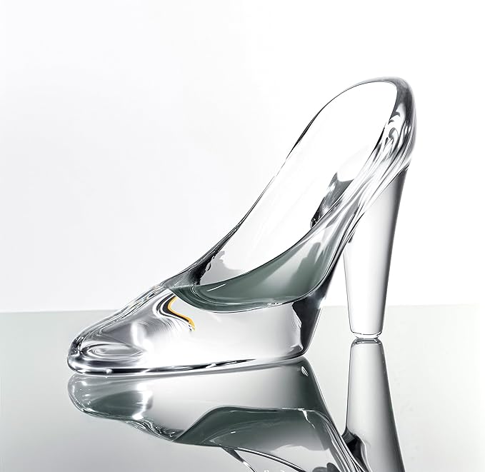QFkris 2 Pack Clear Cinderella Glass Slipper Decoration for Girls Room Decor, 4" Cinderella Heels Glass Shoes for Party Decorations, Princess Birthday Bedroom Decor, Valentines Day Gift for Women