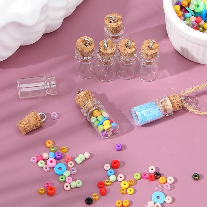 20 Pcs Mini Glass Bottles with Cork 1ml Capacity Clear Tiny Glass Bottles Wishing Message Bottle DIY Art Craft Storage Small Jars for Home and Holiday Party Decoration