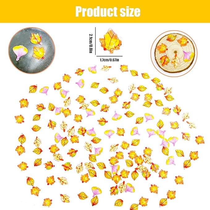 222 Pieces Mini Fall Leaves for Crafts Dollhouse Miniatures Tiny Maple Leaves Micro Fake Leaves Decor for Dollhouse Fairy Garden Micro Landscaping Decoration