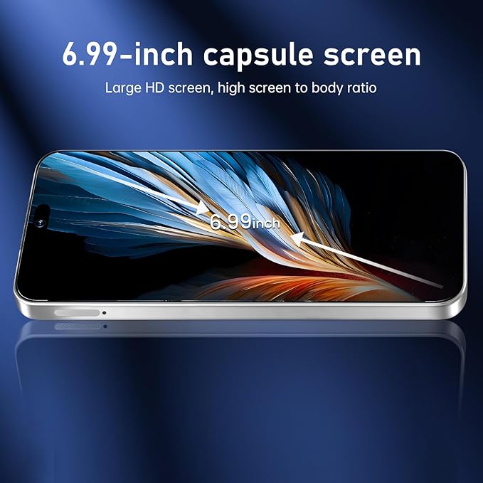 OEJBK 16PROMA X Smartphone New Upgrade 16GB+512GB/6.99" Display 68+108MP Zoom Camera,Tempered Glass Finish, 7000mAh Android 14 Smartphone (Purple)