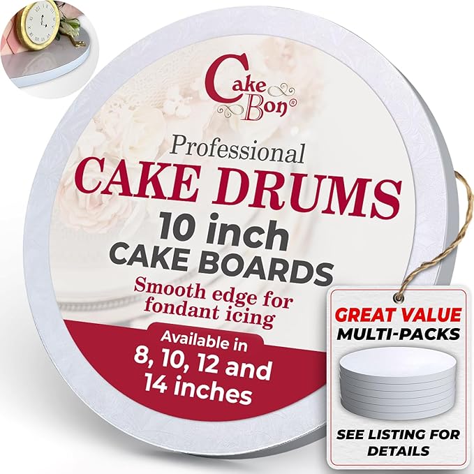 Cakebon Round Cake Boards - Sturdy 1/2 Thick Drums - 10 Inch Professional Smooth Straight Edges White 1-Pack