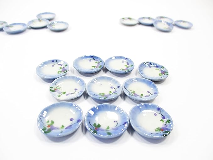 10x20mm Orchid Flower Paint Plate Dish Dollhouse Miniature Ceramic 12818