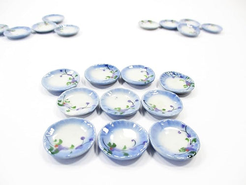 10x20mm Orchid Flower Paint Plate Dish Dollhouse Miniature Ceramic 12818