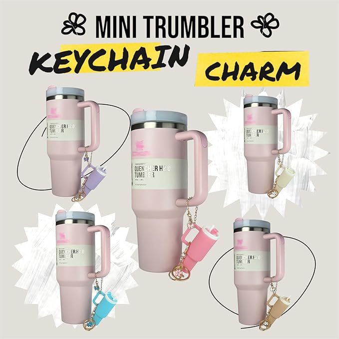 ERTUNA Mini Tumbler Keychain Accessories for Stanley Cup, 2 Way Cute Charms Chapstick Lip Balm Holder for Women Purse Handbag