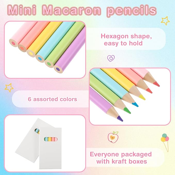 Ctosree 100 Packs Macaron Pastel Mini Colored Pencils Bulk 3.5'' Coloring Drawing Pencil in Boxes Valentine's Day Gifts for Kids Adult Classroom 100th Day of School Painting Party Favor, 6 Per Pack