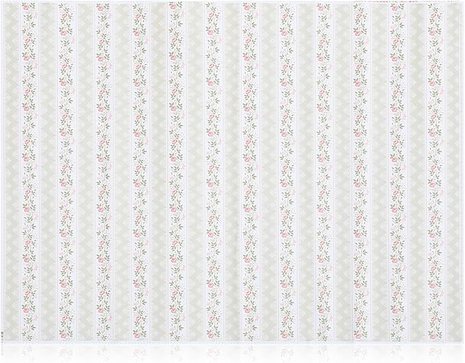 LOGOFUN Dollhouse Floorboards Wallpaper 1:12 Miniature Floor Paper Sticker Mini Wall Paper for Dollhouse Real Life DIY Decoration Accessories - Stripe