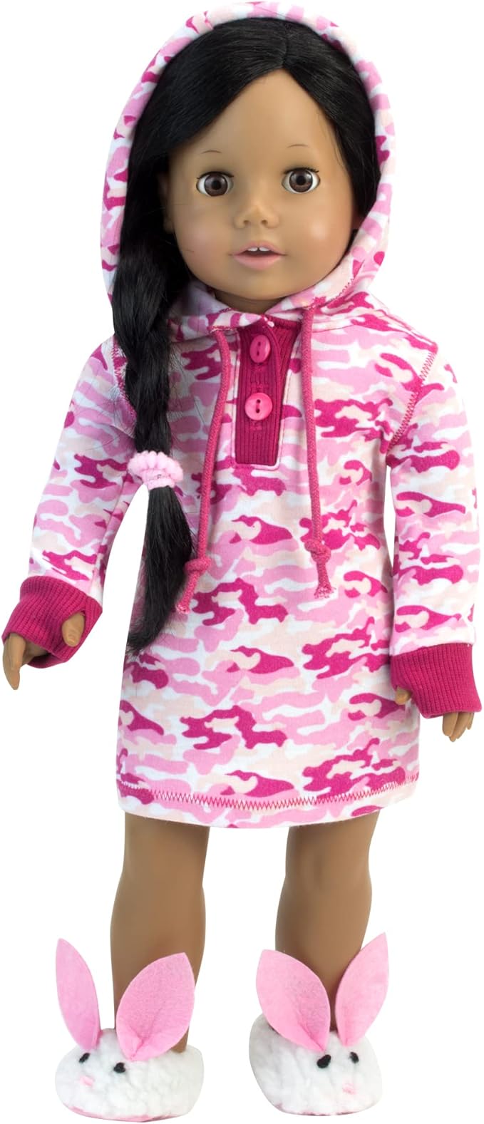 Sophia's Sherpa Bunny Slippers with Pink Felt Ears for 18 Inch Dolls, White