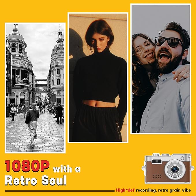 Mini Keychain Camera, 1080P & 2MP Retro Aesthetic, 32GB Memory, Pocket-Sized Vintage Camera, Christmas Birthday Gift for Friends