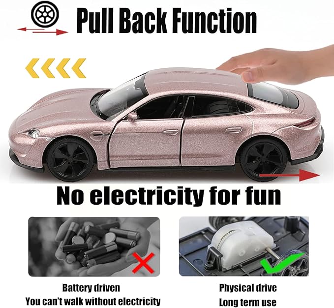 1/36 Scale Porsche Taycan Diecast Car Models,Pull Back Vehicles Porsche Toy Car,Cars Gifts for Boys Girls