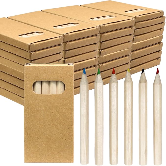 Zorfeter 50 Pack 3.5 Inch Mini Colored Pencils, 6 Per Pack Portable Short Fat Pre-Sharpened Bulk Pencils 6 Colors for Painting/Classroom School Supplies(300PCS)