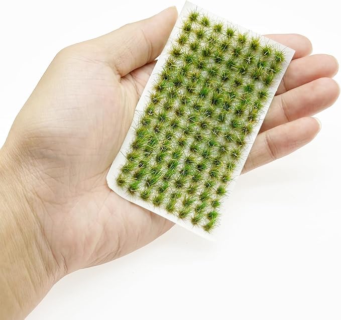 Woohome 120 PCS Bushy Tufts Static Grass Tuft Model Grass Tuft for DIY Miniature Train Landscape Terrain Railway Scenery Decorations, Green