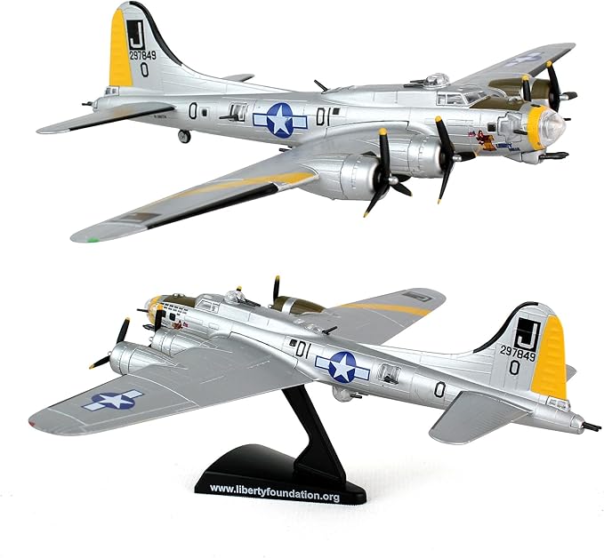 Daron Boeing B-17 Flying Fortress B-17G Die-Cast Model – 1:155 Scale WWII Heavy Bomber Replica with Display Stand, Highly Detailed, 5.75” Length x 8” Wingspan, Adult Collectible Ages 14+