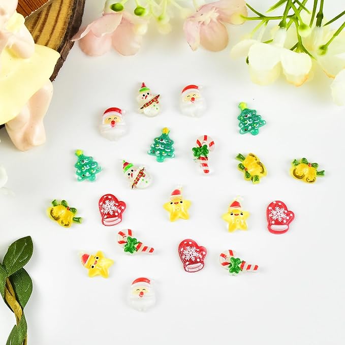 200 Pieces Tiny Christmas Decor for Dollhouse Micro Resin Decor for DIY Crafts Mini Things for Fairy Garden Micro Landscaping Decoration