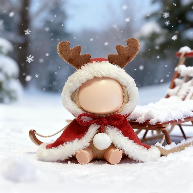 Christmas Doll Clothes for 17cm Dolls, One-Piece Christmas Cloak Outfits for Clothes Set, Fashion Christmas Cloak