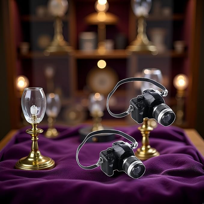 2Pcs Black 1:4 Scale Mini Camera Prop Ornament Vintage Camera Model, Miniature Digital Camera Mini Decoration Accessories Photography Props Ornament
