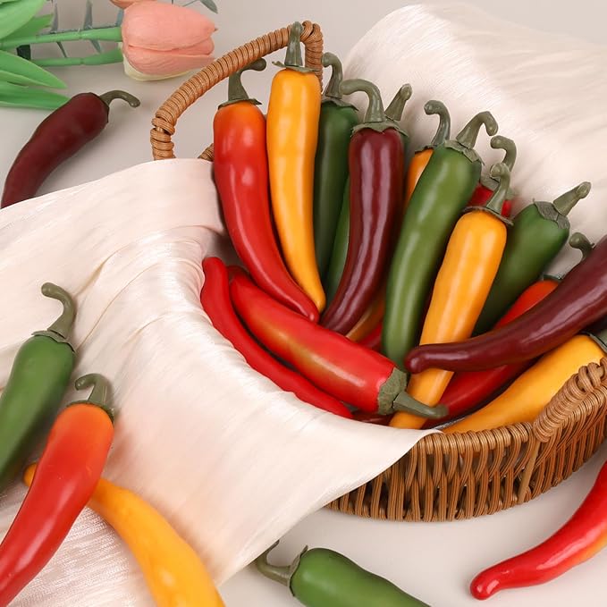 Gresorth 15pcs Artificial Lifelike Pepper Decoration Fake Vegetable Home Party Kitchen Table Food Show