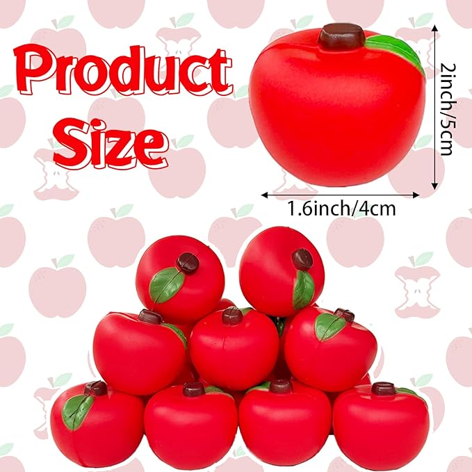 24 Pieces of Fruit Stress Ball Toys,Red Fruit Stress Relief Balls,Fruit Fidget Stress Balls for School Carnival Reward Party Favor Supplies Back to School Decor