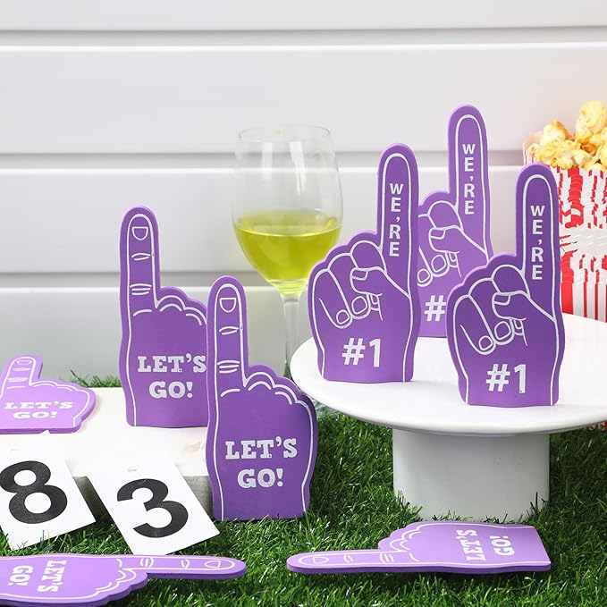Sinmoe 24 Pcs Mini Foam Finger Baseball Fan Mini Foam Finger, We're #1 Sports Themed Party Supplies for Baseball Hockey Football Basketball Events Team Gifts(Purple)