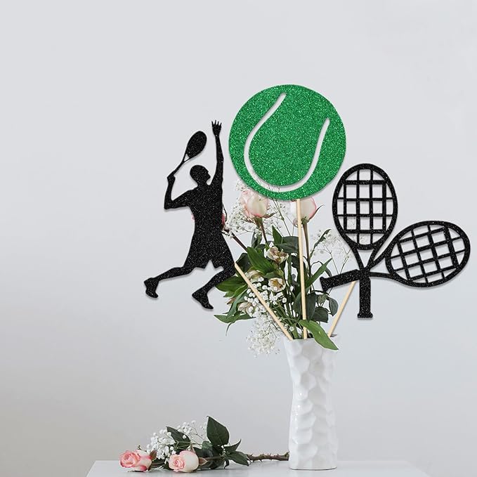 Sports Tennis Centerpiece Sticks,Tennis Birthday Party Decorations,Sports Theme Birthday Baby Shower Party Supplies,Ball Party Decoration for Kids 12 Pcs