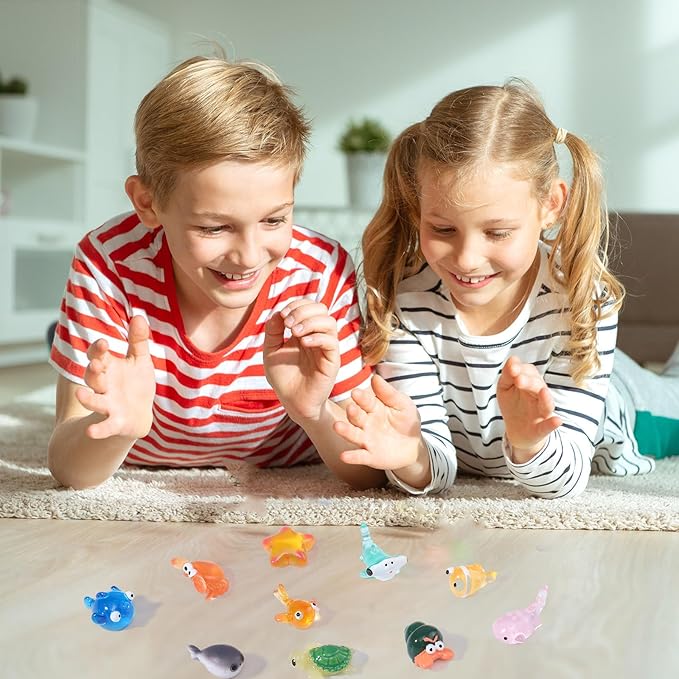 50 Pcs Mini Ocean Resin Animals Figures 50 Styles Tiny Sea Animal to Hide Little Animals Figures for Aquarium Decorations Fish Tank Ornaments Fairy Garden Miniature Landscape Dollhouse Accessories