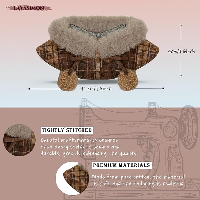 Clothes for 6.7in/17cm Dolls (Without Dolls) Sets and Accessories,6PCS (Hat + Bow + Glasses + Shawl + Pants + Shoes), Collectors and As Gifts. (Academic Style-Brown)