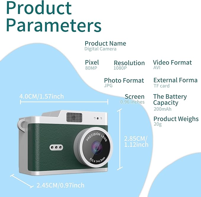 SUMUYO Mini Keychain Camera,1080P Tiny Digital Camera,Pocket Video Recorder with 32GB Card,Fun Funny Gifts for Kids & Adults Stocking Stuffers for Travel,Birthdays Gadgets (Green)