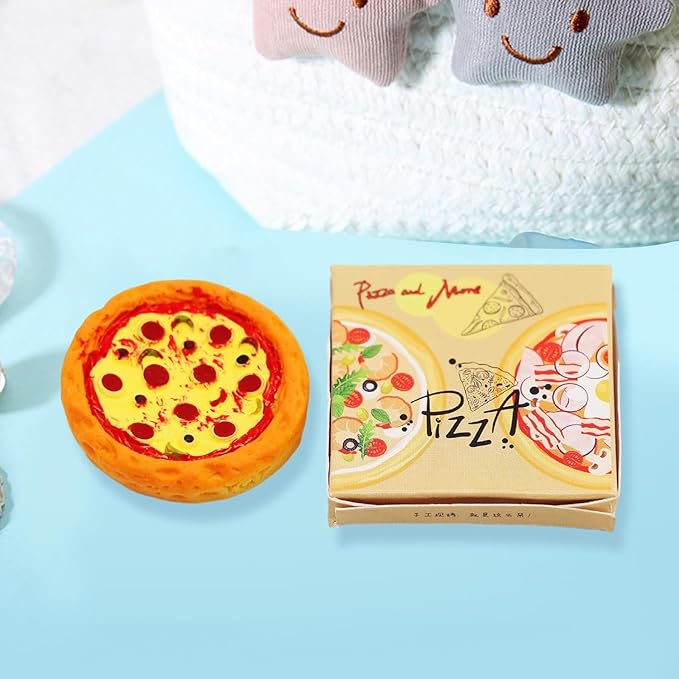 Miniature Pizza Box Set, 1:12 Dollhouse Food Model Set Doll House Furniture Supplies, Dollhouse DIY Accessories, Dollhouse Furniture Shooting Props, Decorations