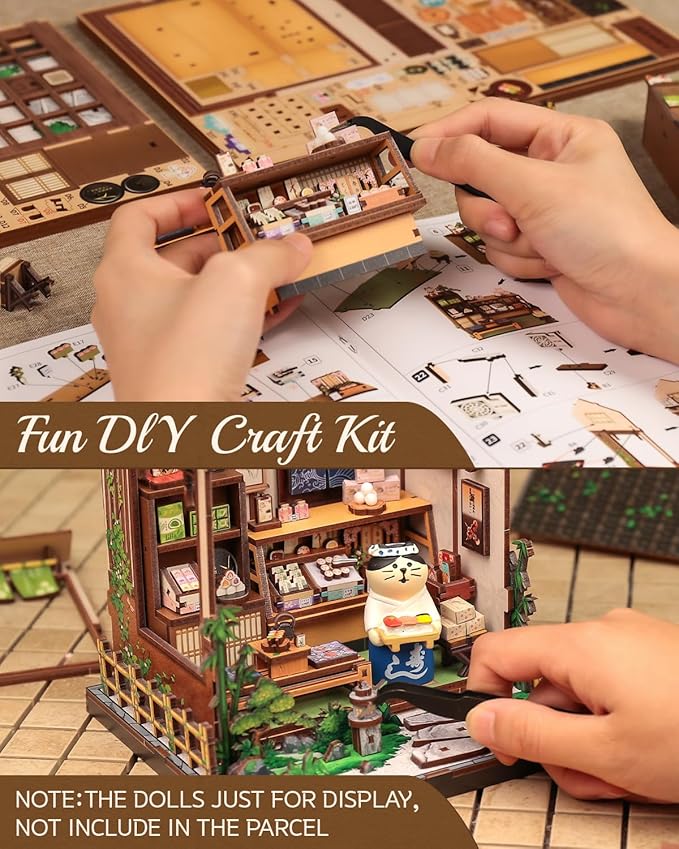 Cutefun Book Nook Kit - DIY Miniature House Kit for Adults, Teens and Beginners, Japanese Dessert Shop Booknook Tiny House Bookshelf Decor 3D Wooden Puzzles, Gifts for Friends and Family (Sweet Shop)