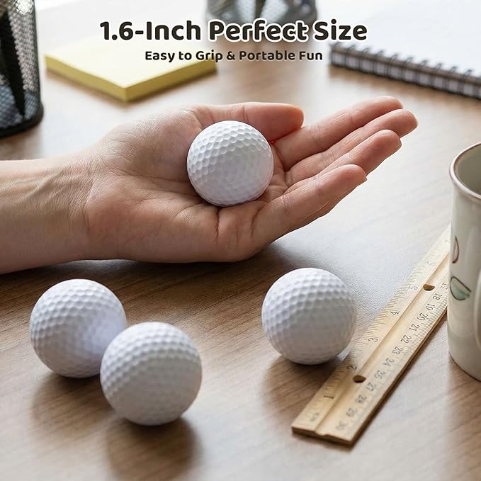 LovesTown 24PCS Golf Stress Ball, Foam Practice Balls, Party Decorations, White Squeeze Balls for Kids, Indoor Outdoor Party Favors
