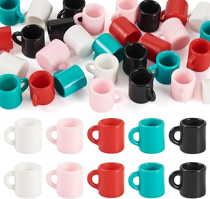 30Pcs Miniature Resin Cup for Dollhouse Miniatures 22x15.5mm Mini Tea Cups Set for Micro Landscape Garden Tea Party Playhouse Ornaments DIY House Scene