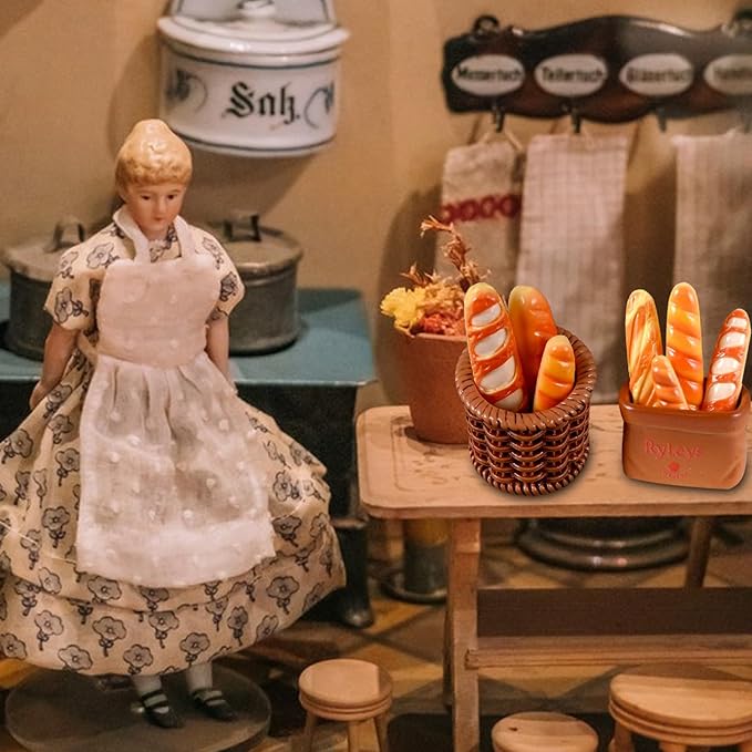 3Pcs Mini Bread and Basket Shape Resin Silicone Molds 3D Simulation Bread Basket Epoxy Casting Molds for DIY Micro Resin Dollhouse Fairy Garden Kitchen Miniatures Landscape Tiny Things Decor