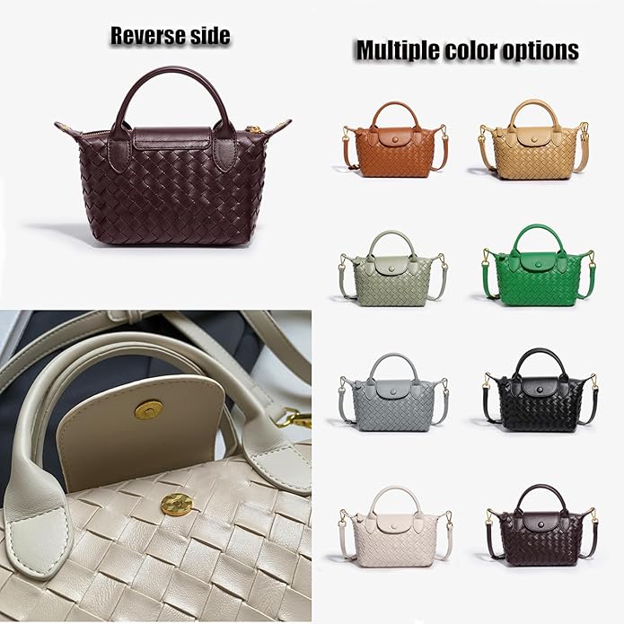 Mini Small Size Braided Luxury Leather Women's top Handle Handbag Fashion Travel Daily Satchel