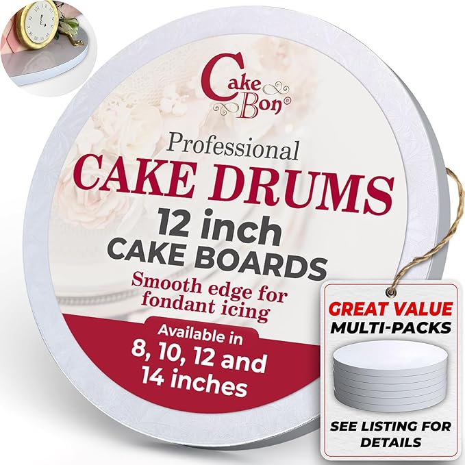 Cakebon Round Cake Boards - Sturdy 1/2 Thick Drums - 12 Inch Professional Smooth Straight Edges White 6-Pack