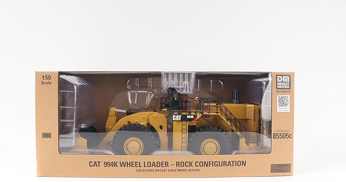 Diecast Masters 1:50 Scale Caterpillar 994K Wheel Loader - Rock Bucket Version in Yellow | Core Classics Series Cat Trucks & Construction Equipment Model 85505C