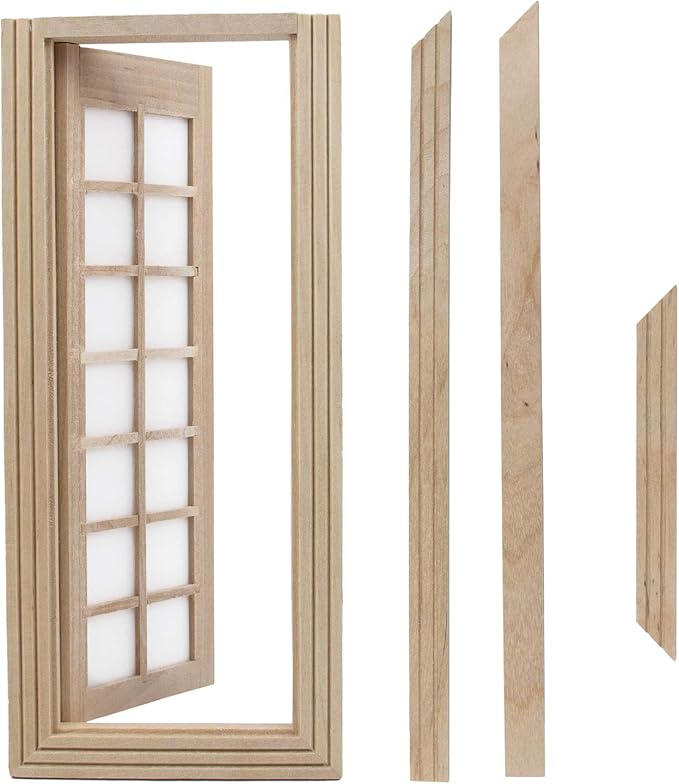 AUEAR, 1:12 Miniature Furniture Unpaint Wooden Doors for DIY Scene Home Craft (14 Panel)
