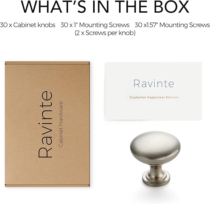 Ravinte 30 Pack Brushed Nickel Round Zinc Cabinet Knobs for Kitchen Bathroom Closet Dresser Cabinets