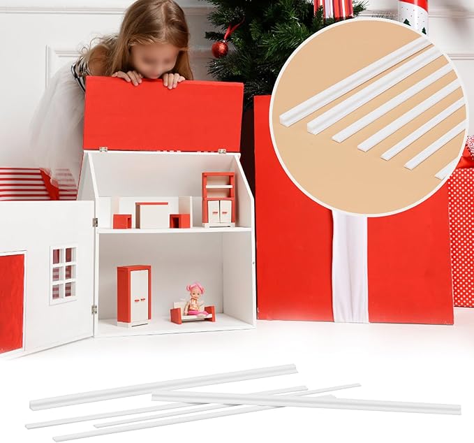 32 Pcs Miniature Dollhouse Accessories on 1:12 Scale 9.8" Long Miniature Dollhouse Trims Skirting Board Moulding Cornice Plastic Trims Finishing Corner DIY Trim Kit for Mini Dollhouse Decor