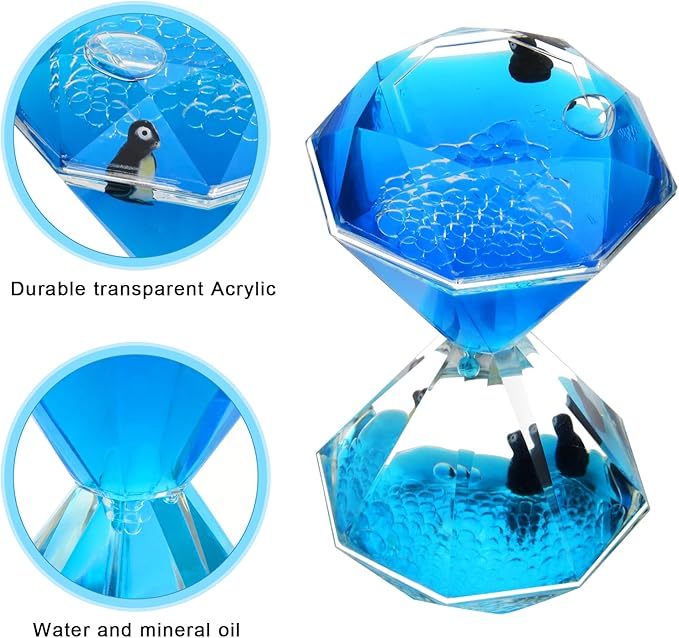 Coitak Liquid Motion Bubbler Timer for Sensory Play, Fidget Toy, Desk Top, 3 Pack, Assorted Colors (Style-2)