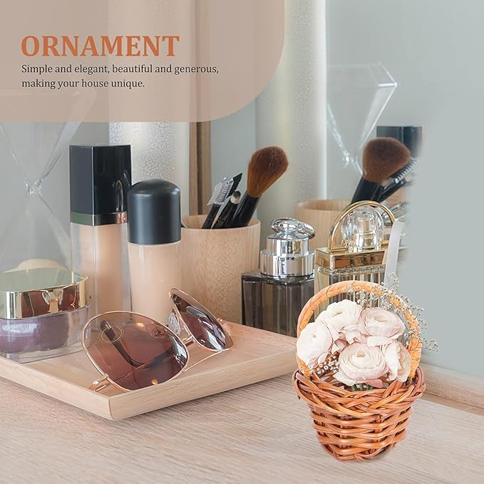 10PCS Dollhouse Basket Mini Woven Basket Miniature Willow Basket for Crafts Dollhouse Accessories Landscape Photography Props Home Living Room Decor Mini Woven Baskets Coffee Small Wicker Basket