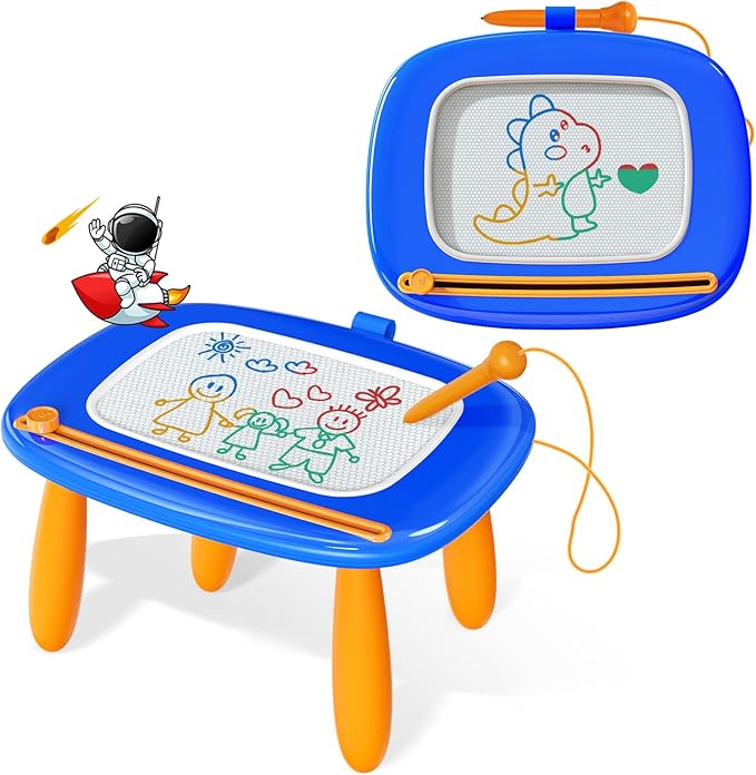 Kikidex Toddlers Toys Age 1-3, Magnetic Drawing Board, Toddler Girl Toys for 1-2 Year Old, Doodle Board Pad Learning and Educational Toys for 1 2 3 Year Old Baby Kids Birthday Gift (Dark Blue)