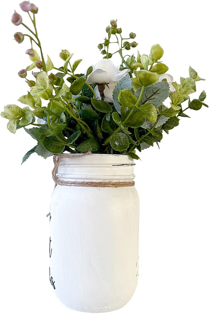 Hello Sweet Cheeks Bathroom Decor, 7" Height, Rustic Farmhouse Funny Bathroom Decor, Shelf Mason Jar Decor, Flower Arrangement for Bathroom Decoration, Pint 16 oz
