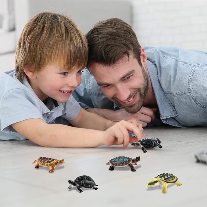 Bememo 16 Pcs Plastic Turtles Toys for Kids Small Sea Turtles Figurines Party Decorations Fake Ocean Animals Figures Bath Toys Mini Realistic Tortoises 2026 Educational Gifts for New Years Birthday
