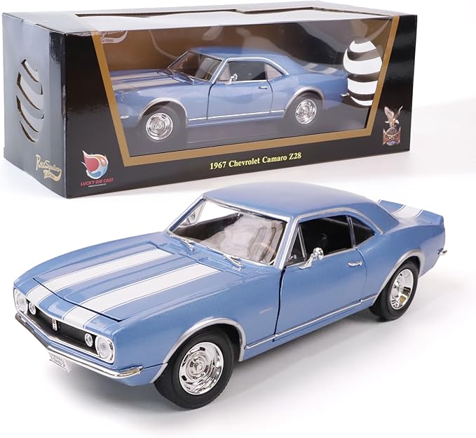 1967 Chevy Camaro Z28 1:18 Scale Diecast Model Premium Alloy Sports Toy Cars with Display Case, Working Steering, for Kids Men and Teens Dad 14+ Year