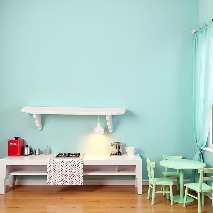 White Dollhouse Wall Shelf, 1/12 Scale Miniature Dollhouse Accessories, White Doll House Storage Wall Shelf for Kitchen Scene Accessories
